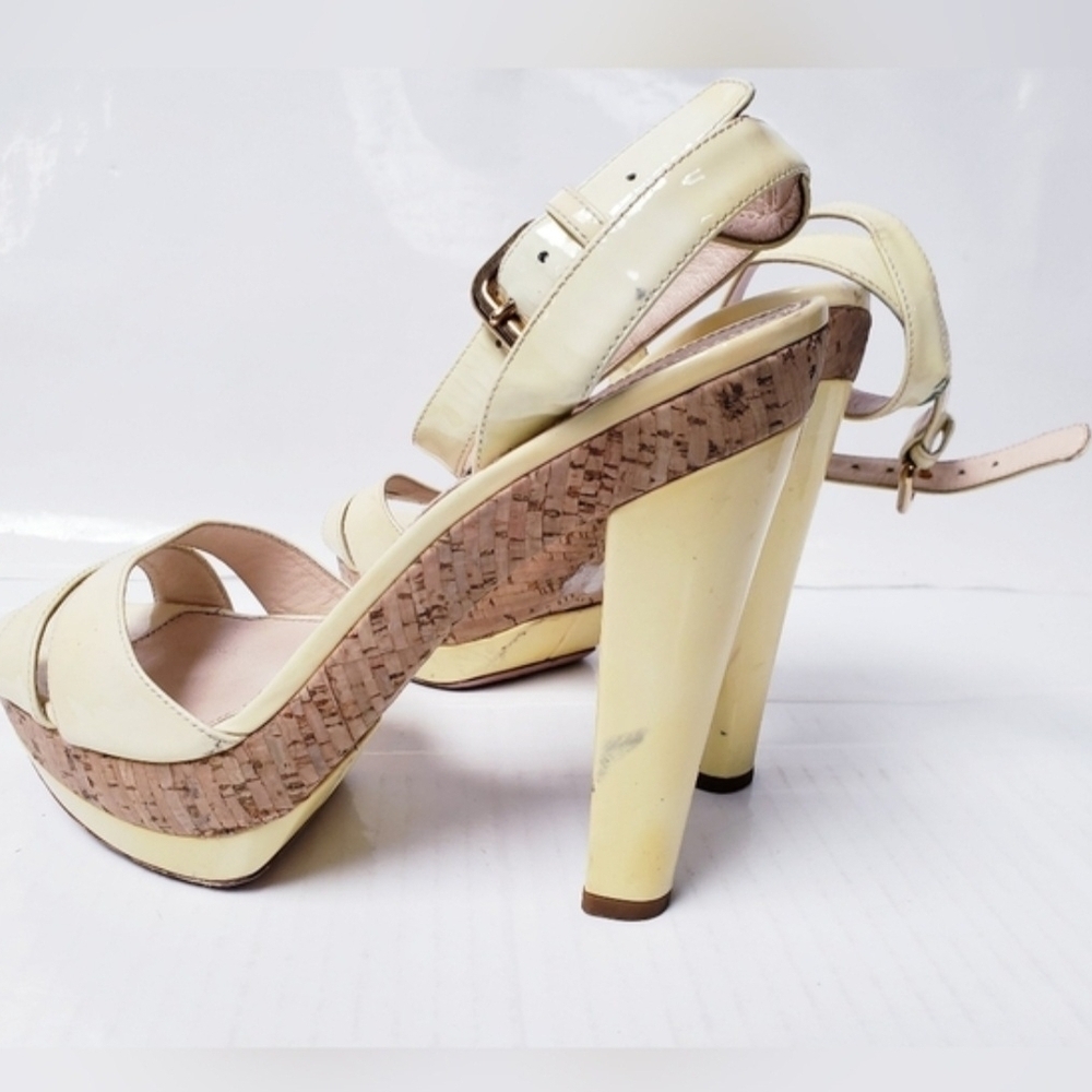 PRADA Canary Yellow Cork Platform Heels Women's EU 39.5 US Size 9 (GUC) - Picture 8 of 12